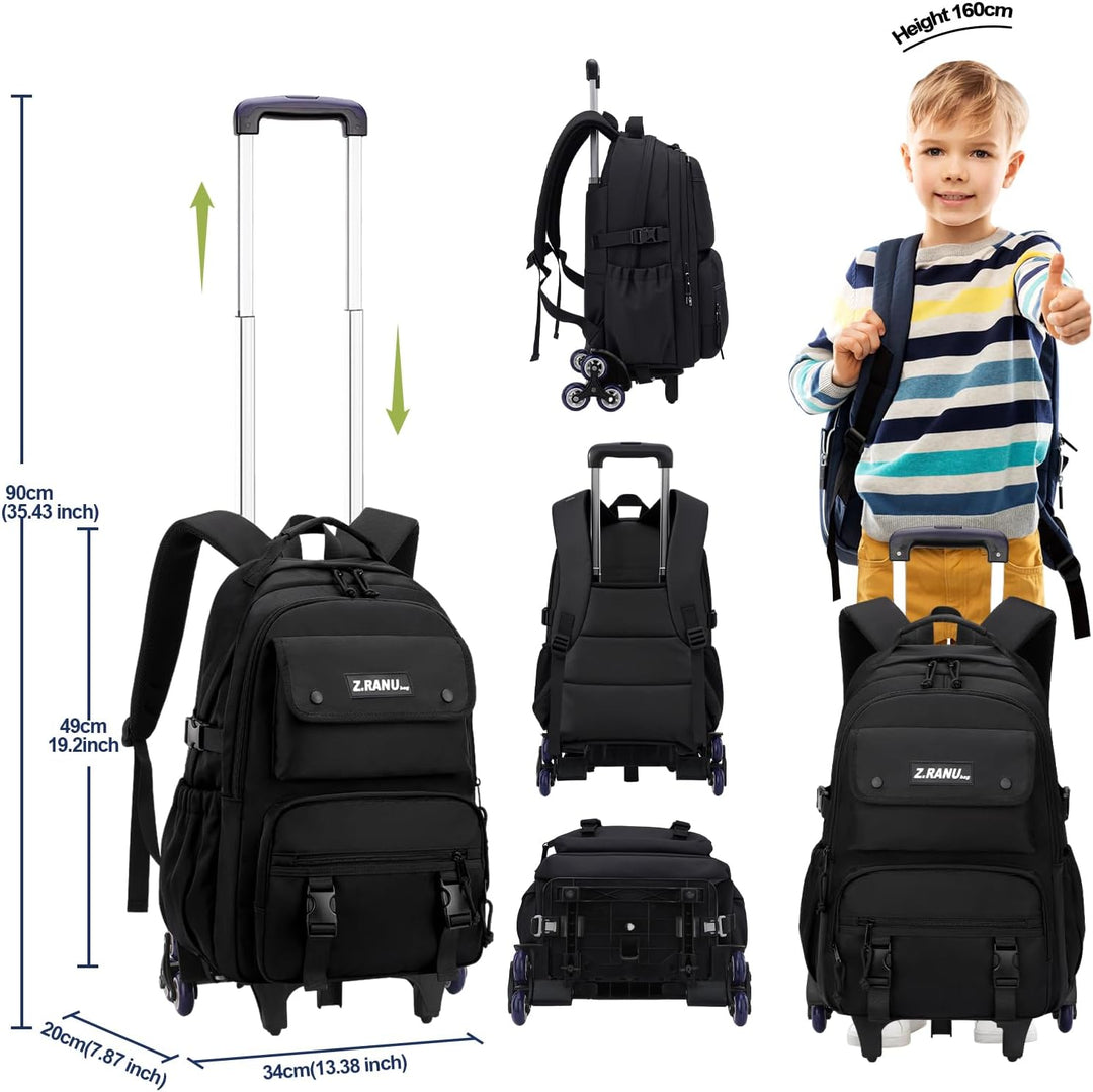 Trolley Rucksack mit Rollen Teens Trolley Rucksack Kinder Schulrucksack Schulranzen mit Rollen Jungs