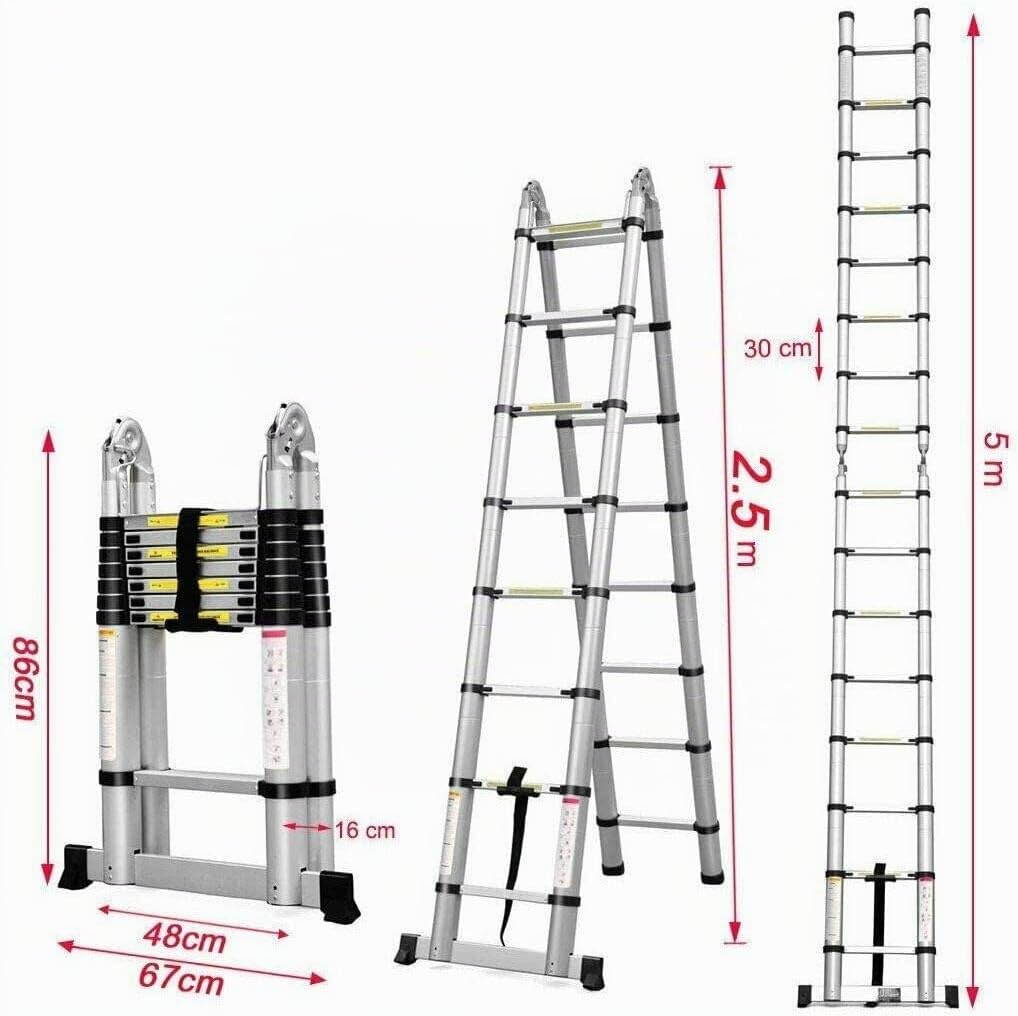 Teleskopleiter aus Aluminium, ausziehbare Teleskopleiter, Teleskopleiter, Klappleiter, Loft Ladder,