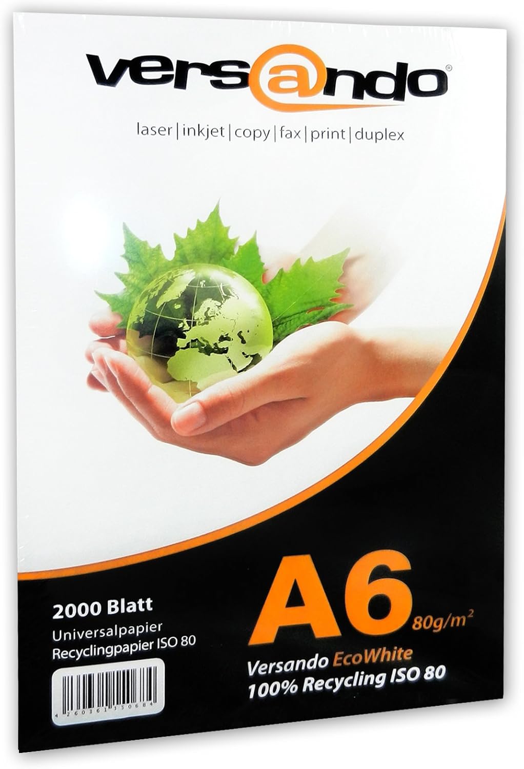 versando 2.000 Blatt Recyclingpapier DIN A6 EcoWhite 80g Kopierpapier Druckerpapier Öko Umweltpapier