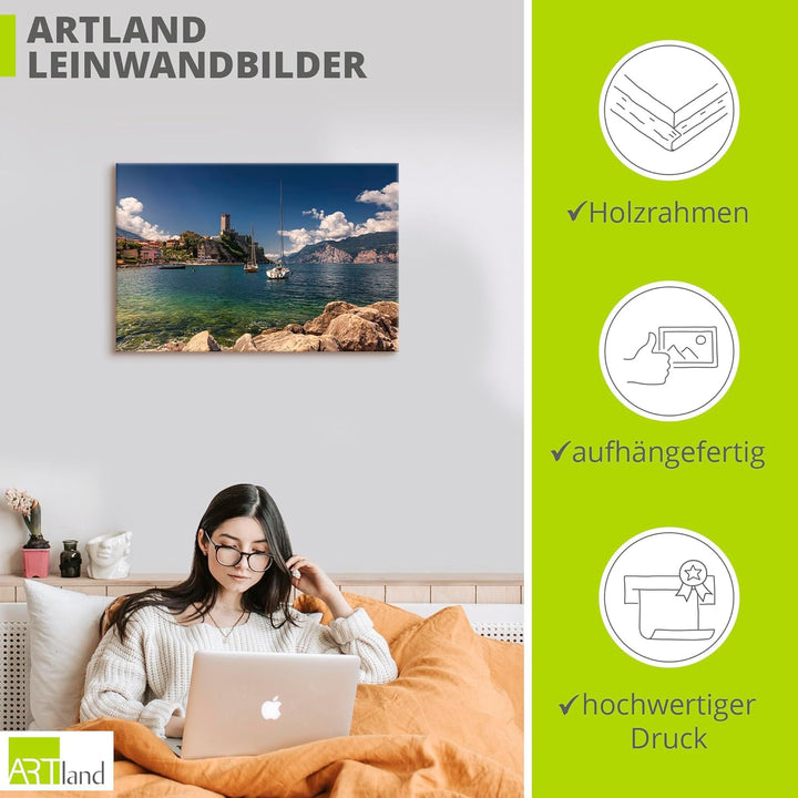 ARTland Leinwandbilder Wandbild Bild auf Leinwand 90x60 cm Wanddeko Mediterran Landschaften Idyll Bu