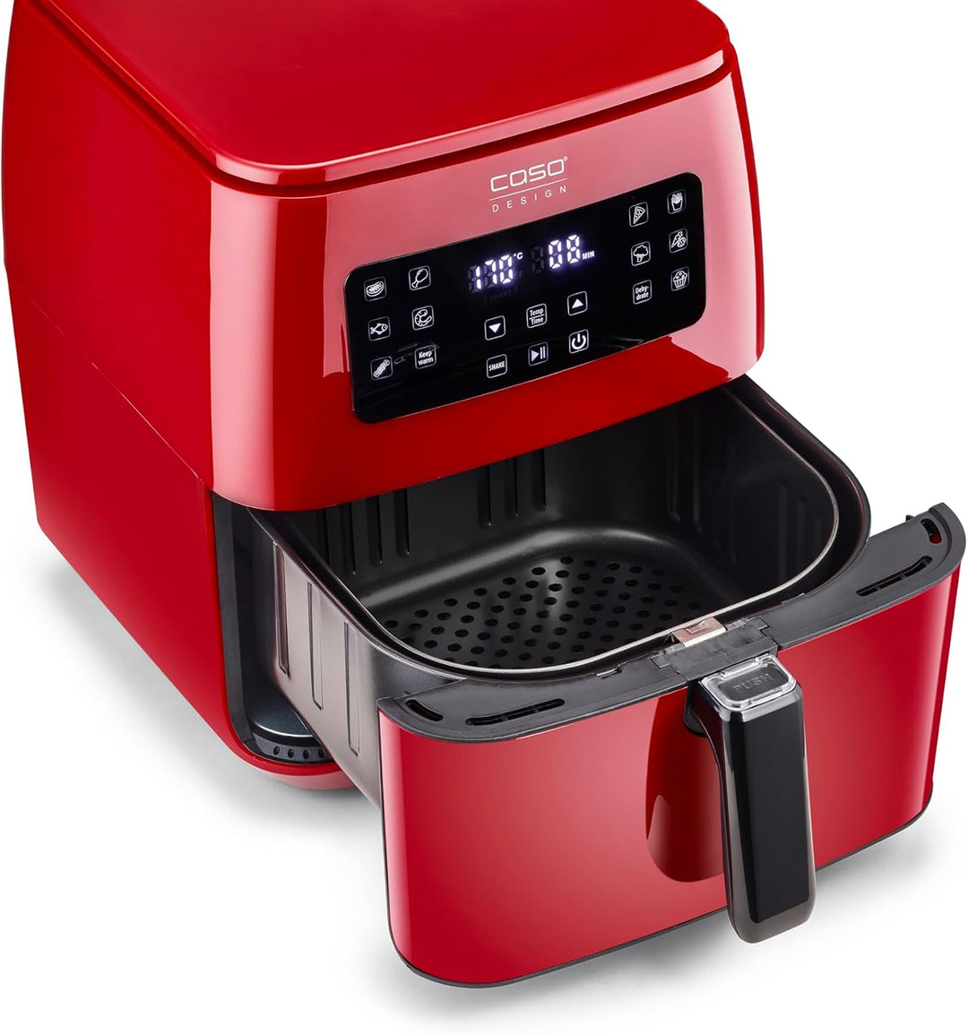 CASO AF 600 XL Red - grosse Heissluftfritteuse mit 6L Korbvolumen, 12 Automatik-Programme, Sensor-To