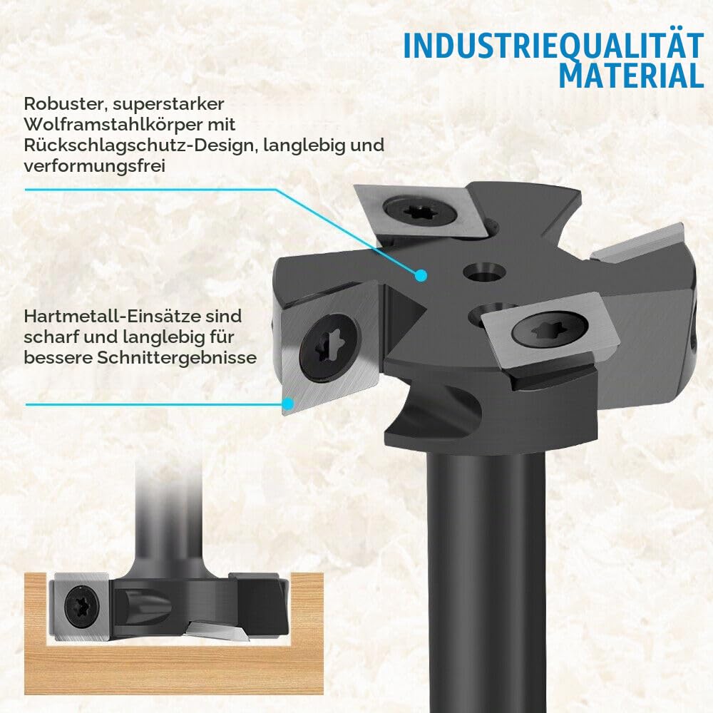 BALUGAEA Planfräser 12mm Schaft Durchmesser 45mm 4 Zähne Hobelfräser Abflachfräser Planfräser für Ob