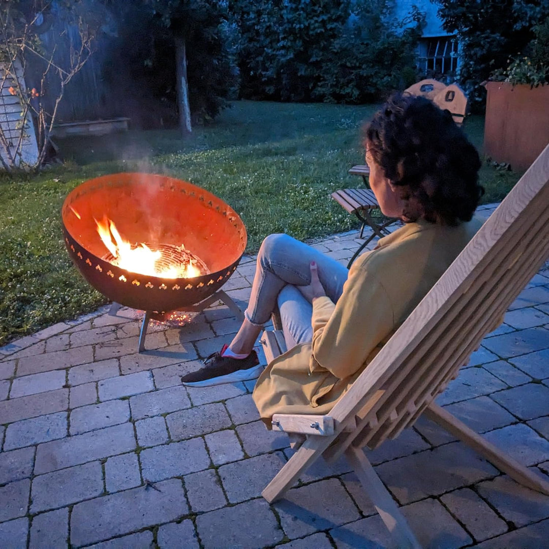 Grillrost.com Das Original Feuerschale in Cortenstahloptik - Schwenkbar & mit Belüftung