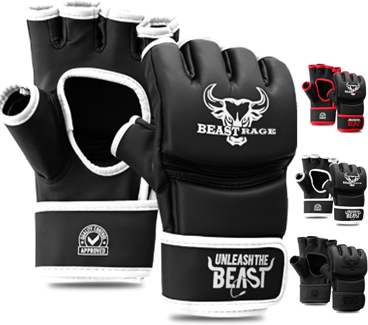BEASTRAGE MMA Handschuhe für Männer und Frauen,Martial Arts Mitts Grappling Sparring,Ventilated Palm