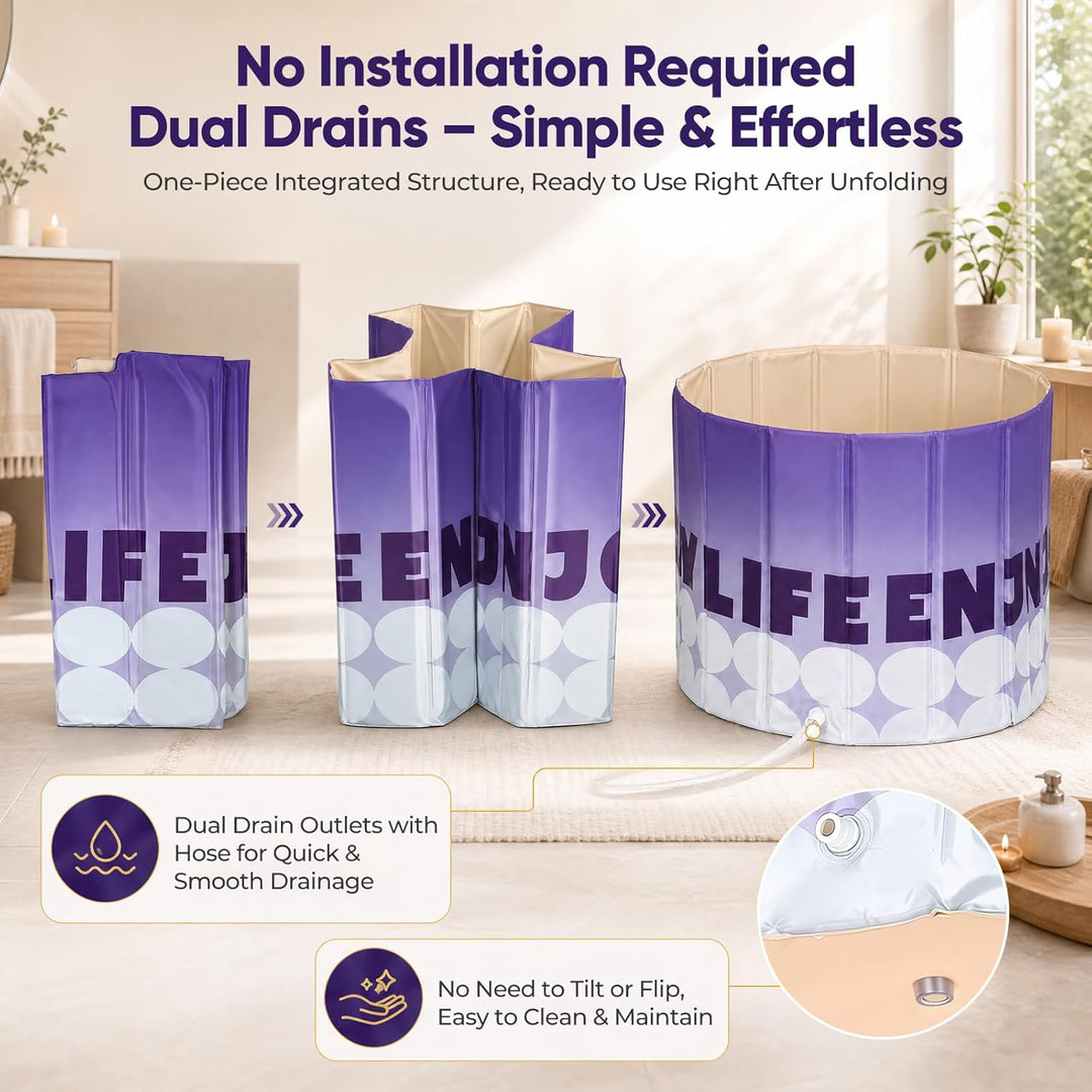 Faltbare Badewanne für Erwachsene, 80 x 68cm Portable Badewanne, Faltbare Badewanne mit 5-Schicht-Is