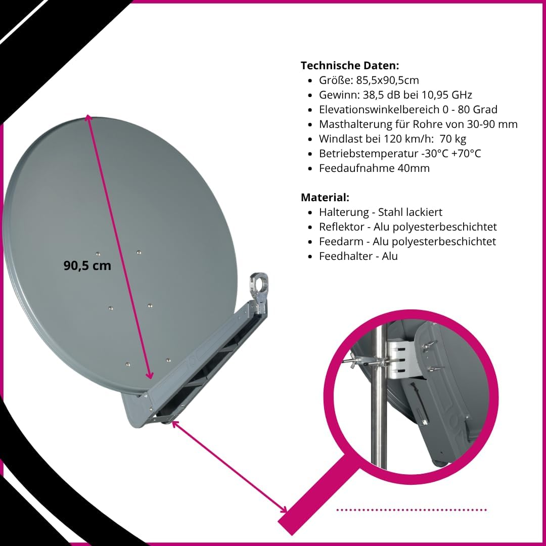 Spiegel SE Profi-Serie 85 cm anthrazit | Aluminium-Satspiegel Anthrazit - SE Profi-Serie 85cm, Anthr