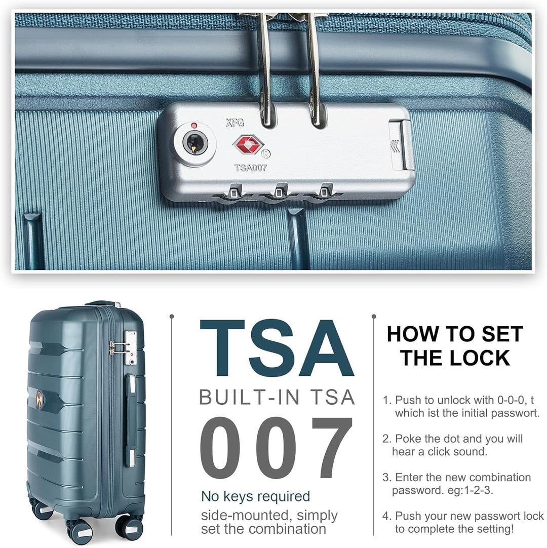 Sea choice Hartschalen Koffer Trolley Erweiterbar Kabinen Handgepäck 100% PP Leicht Reisekoffer mit