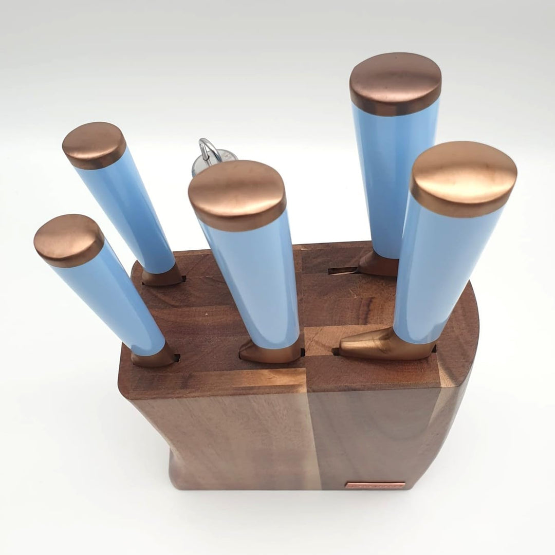 Küchenmesser Messerset mit Luxus- Holz Messerblock - 7-tlg EB 11029 Edenberg (Blau), Blau