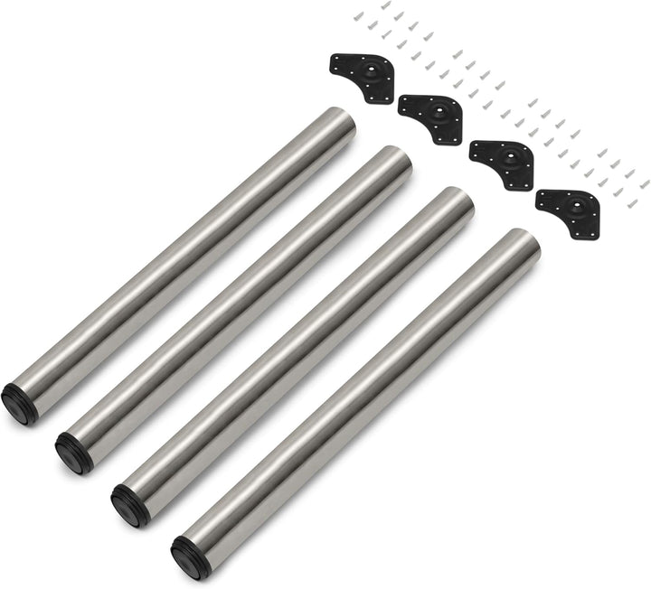 Emuca - Regulierbare Tischbeine Ø60x830mm, 4er Set aus Stahl, regulierbare Höhe 830-850mm, Metallic-