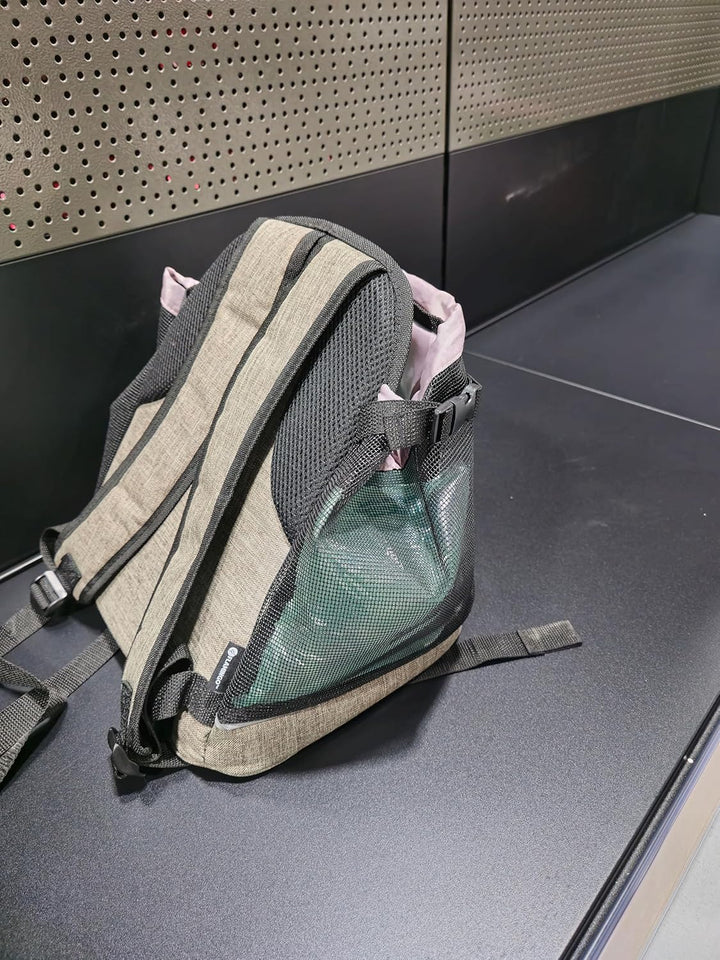 Hundetasche - Bauchtrage Xanty Taupe – 29x23x38cm – Polyester – Öffnung Kordel – Reflektoren – Boden