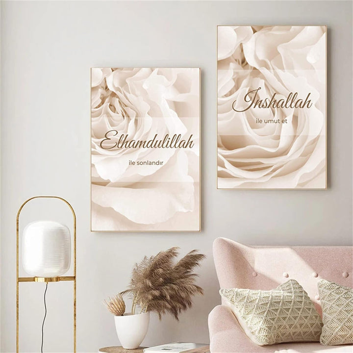 TROYSINC 3 Stück Poster Set, Stilvolle Leinwandbilder, Islamisch Blumen Wandbilder, Kunst Bilder, Oh