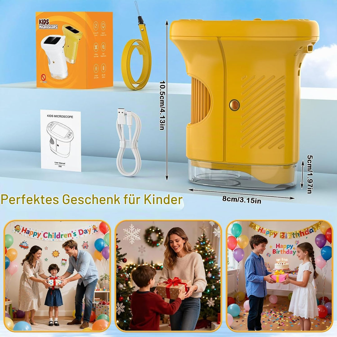 Digitales Mikroskop für Kinder,Hand Mikroskop Digital mit 2.4 Zoll Bildschirm 200x Taschenmikroskop,