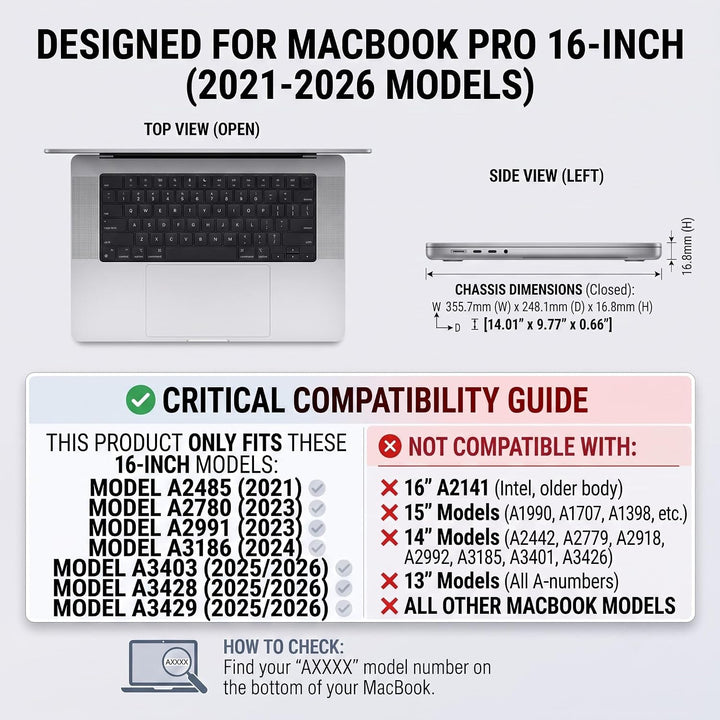 TYTX Leder Laptop Hülle für MacBook Pro 16 Zoll (2023/2021) A2780 M2 Pro/M2 Max A2485 M1 Pro/M1 Max