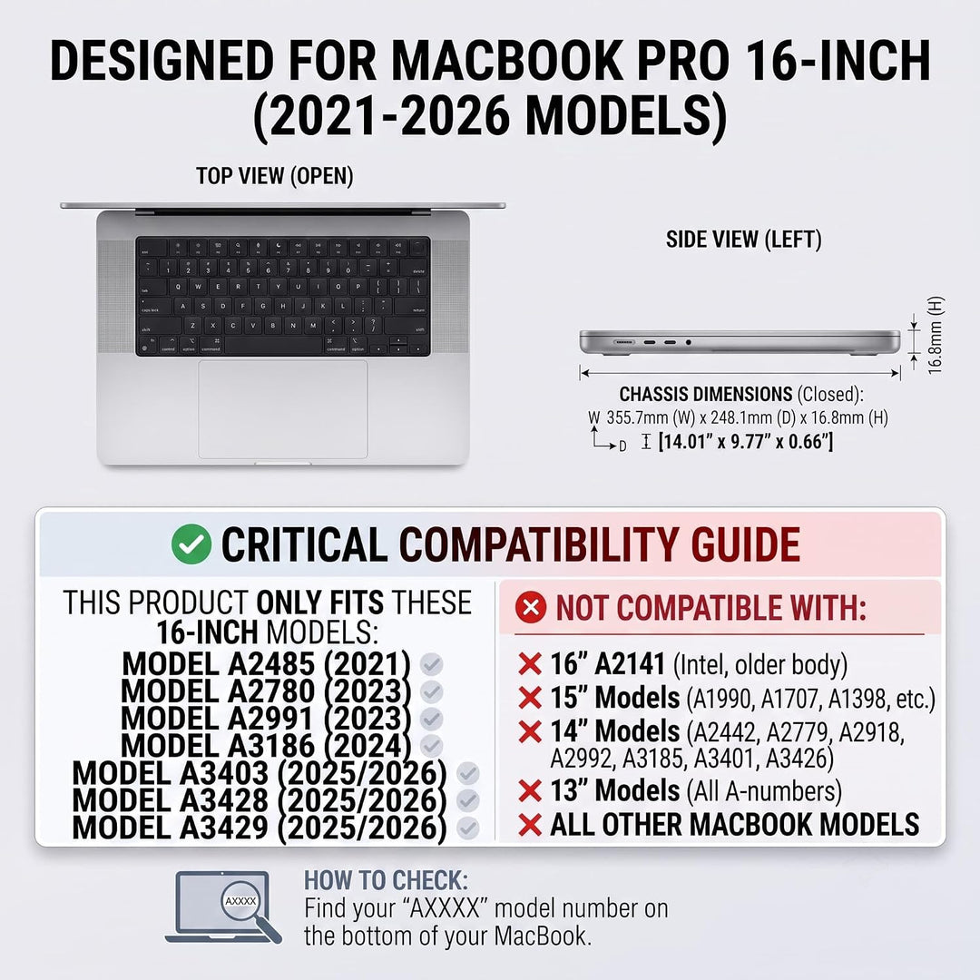 TYTX Leder Laptop Hülle für MacBook Pro 16 Zoll (2023/2021) A2780 M2 Pro / M2 Max A2485 M1 Pro / M1