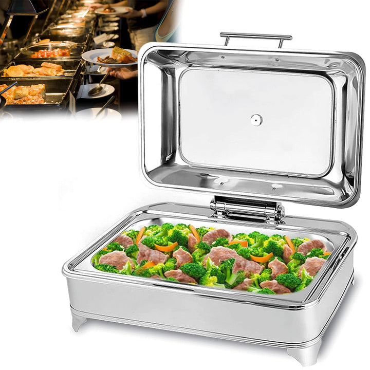 Chafing Dish Elektrisch, 9L Wärmebehälter für Essen Edelstahl Speisenwärmer Warmhaltebehälter mit Si