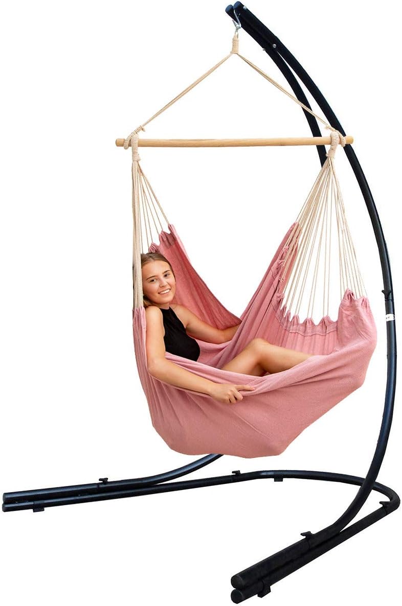 AMANKA XXL Hängesessel mit Gestell - Hängestuhl 185x130cm mit 210cm Metall Ständer für Garten - Gros