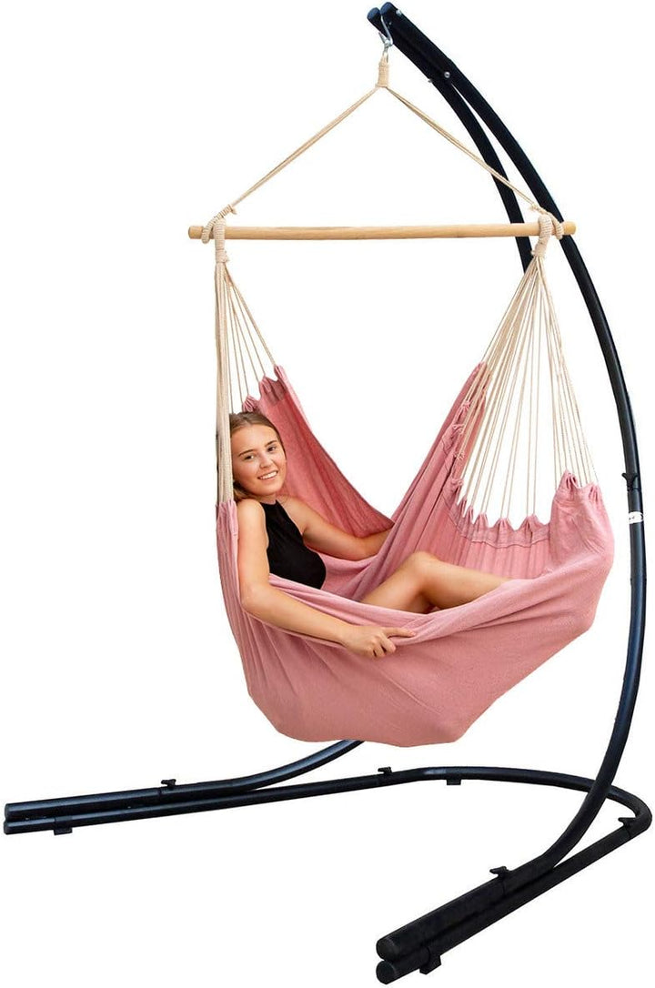 AMANKA XXL Hängesessel mit Gestell - Hängestuhl 185x130cm mit 210cm Metall Ständer für Garten - Gros