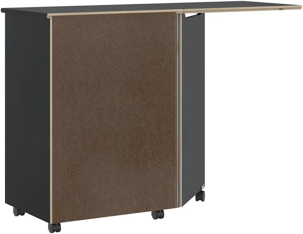 vidaXL Rollschrank mit Schreibtisch Moss Schwarz Massivholz Kiefer, Kommode, Schubladenschrank, Schr