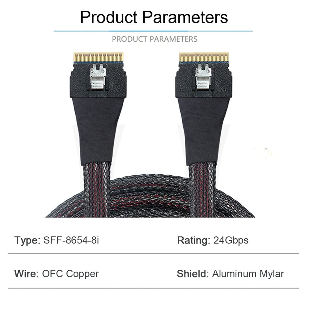 xiwai PCI-E Slimline SAS 4.0 SFF-8654 8i 74pin Host auf SFF-8654 74pin Slim SAS Target Kabel 50cm SF