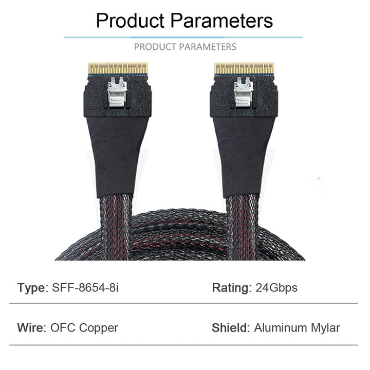 xiwai PCI-E Slimline SAS 4.0 SFF-8654 8i 74pin Host auf SFF-8654 74pin Slim SAS Target Kabel 50cm SF
