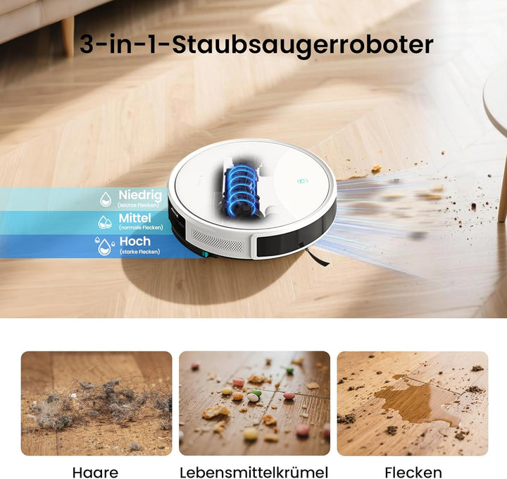 LEFANT M350 Staubsauger Roboter mit Absaugstation, Saugroboter mit 7.9cm Flaches Design, No-Go-Zone,