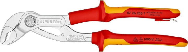 Knipex Cobra VDE Hightech-Wasserpumpenzange, verchromt, VDE-geprüft; mit Befestigungsöse zum Anbring