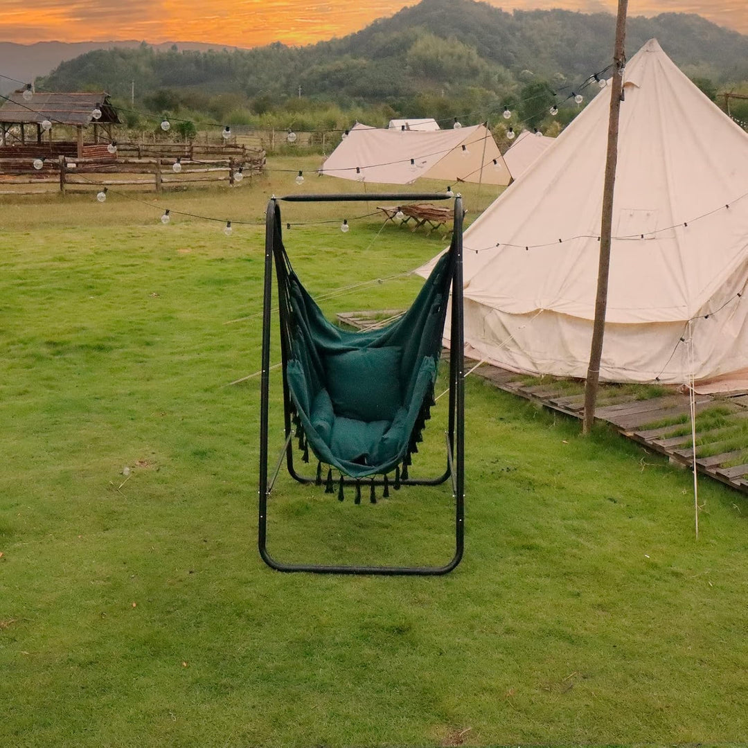 CCLIFE Hängesessel mit Gestell Kissen Hängeschaukel Hängestuhl Bis 100kg Indoor & Outdoor Garten Hän