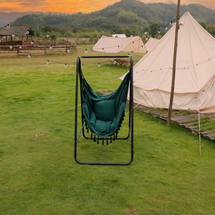 CCLIFE Hängesessel mit Gestell Kissen Hängeschaukel Hängestuhl Bis 100kg Indoor & Outdoor Garten Hän