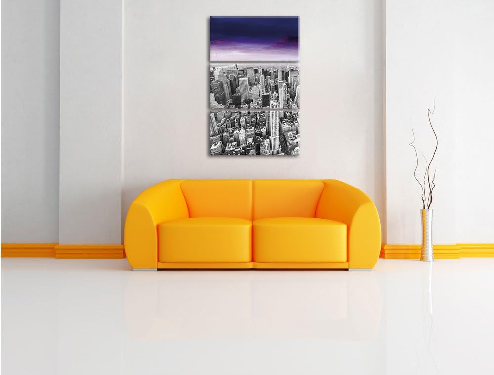 Pixxprint Skyline von New York am späten Abend als Leinwandbild/Grösse: 3 Teilig (120x80) cm/Wandbil
