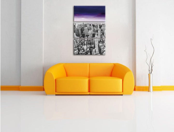Pixxprint Skyline von New York am späten Abend als Leinwandbild/Grösse: 3 Teilig (120x80) cm/Wandbil