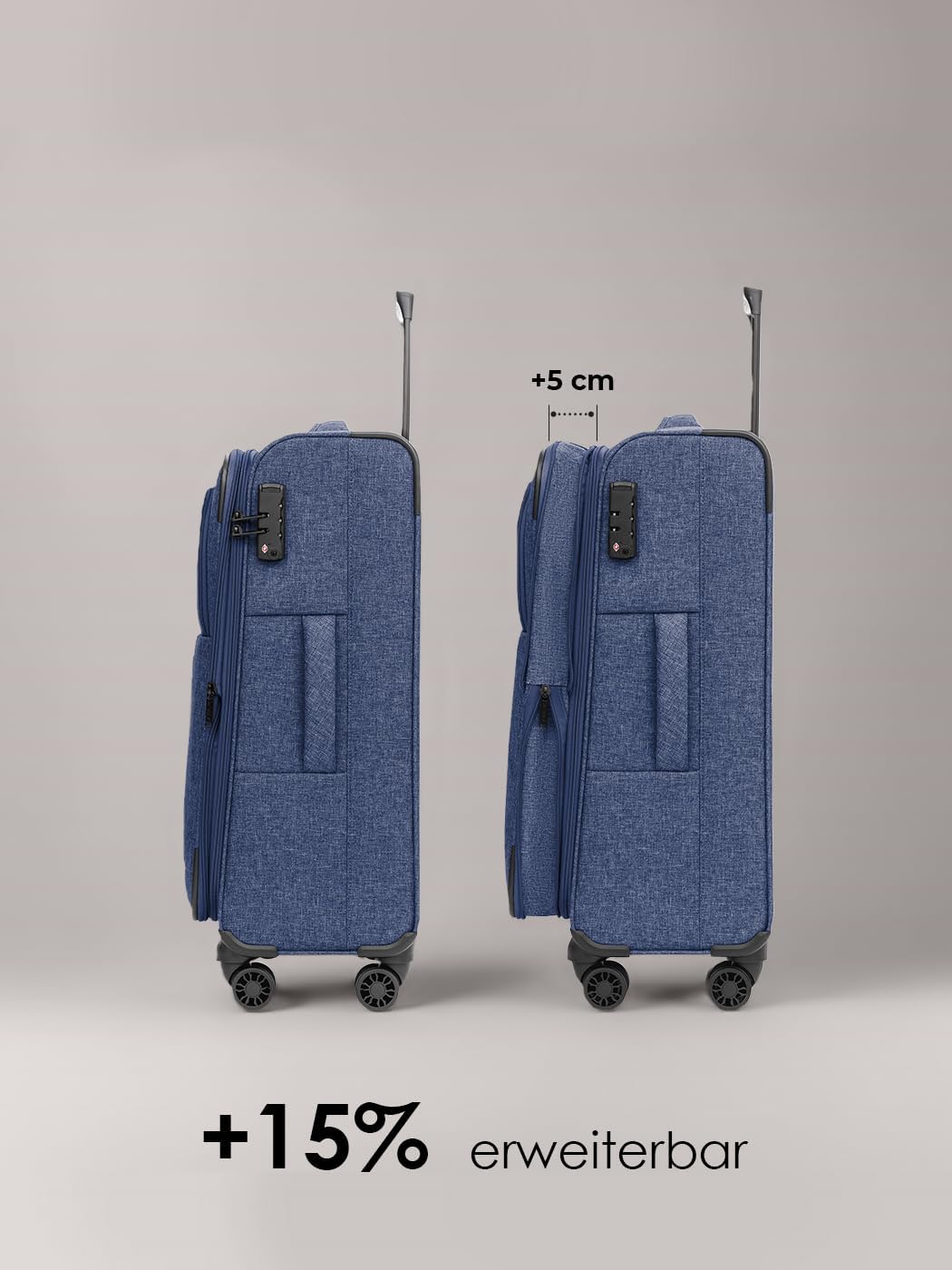 REDOLZ MEDIUM Weichschalen Koffer für Männer & Frauen | Leichter Trolley 67 cm mit 4 Doppelrollen &