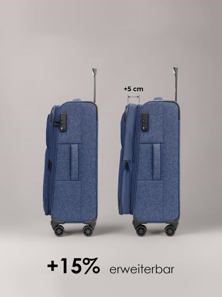 REDOLZ MEDIUM Weichschalen Koffer für Männer & Frauen | Leichter Trolley 67 cm mit 4 Doppelrollen &