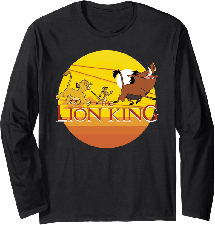 Disney The Lion King Group Shot Sunset Title Logo Langarmshirt