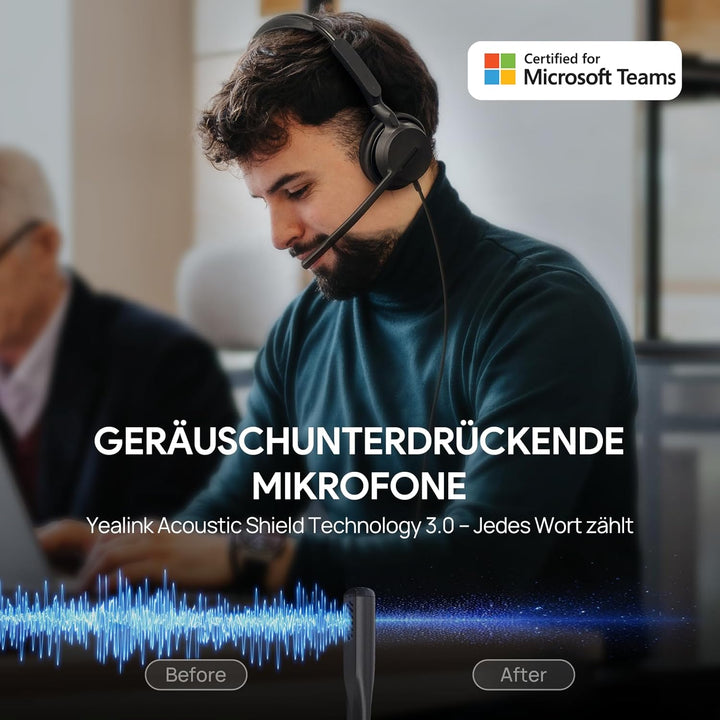 Yealink UH42 USB Headset mit Mikrofon Stereo Kabel Headset für PC USB-C/A | Kabelgebundenes Kopfhöre