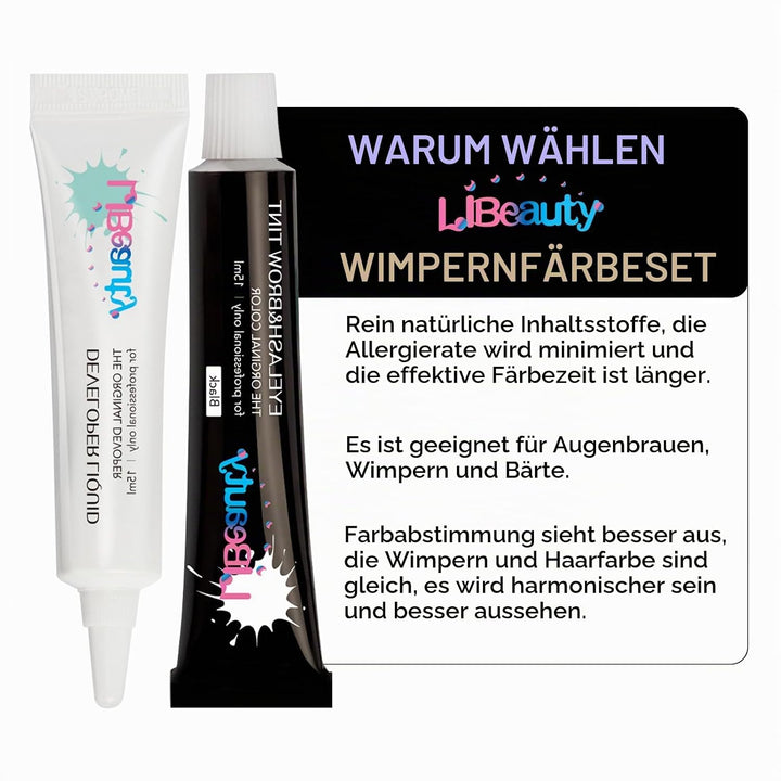 Libeauty Wimpern färben set, 15 ml schwarzes Augenbrauen-Tönungsset, Wimperntönung mit komplettem We