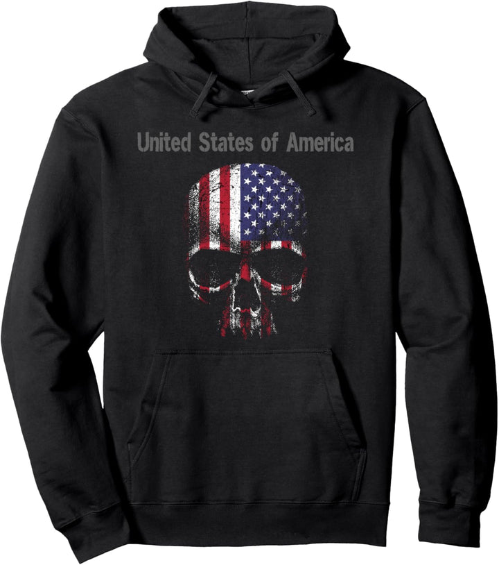 Amerika Flagge USA US Totenkopf Pullover Hoodie