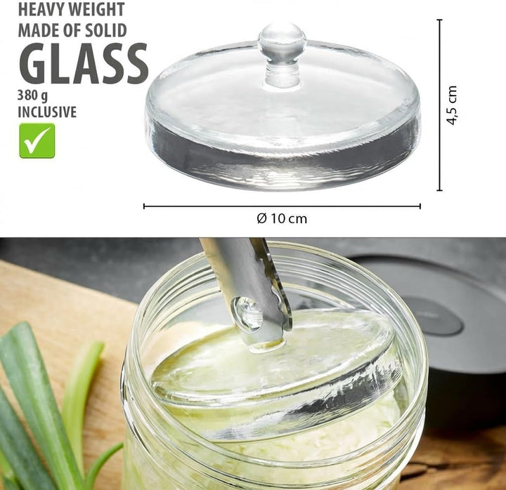 GEFU Fermentierglas NATIVO 1 Liter, inkl. Beschwerungsgewicht, Fermentationsglas mit Gewicht und Dec