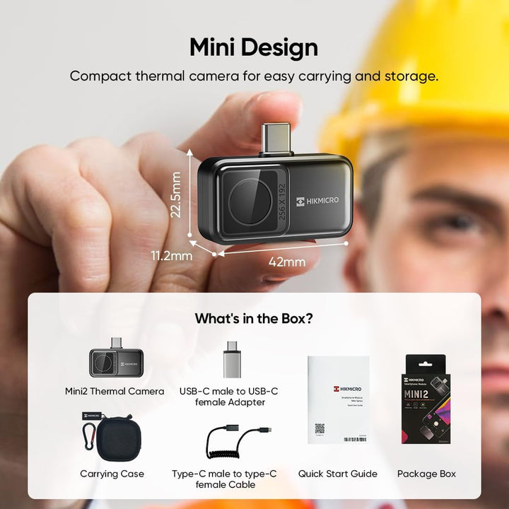 HIKMICRO Mini2 Wärmebildkamera Android, 256 x 192 IR-Auflösung, Wärmebildkamera 25 Hz Bildfrequenz,
