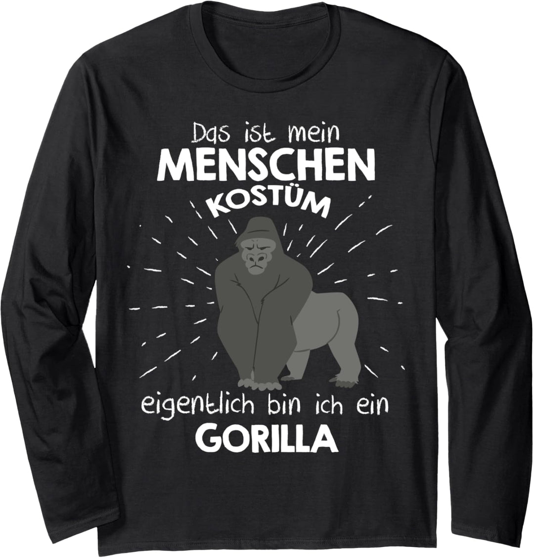 Mein Menschen Kostüm Bin ich ein Gorilla, Halloween Outfit Langarmshirt