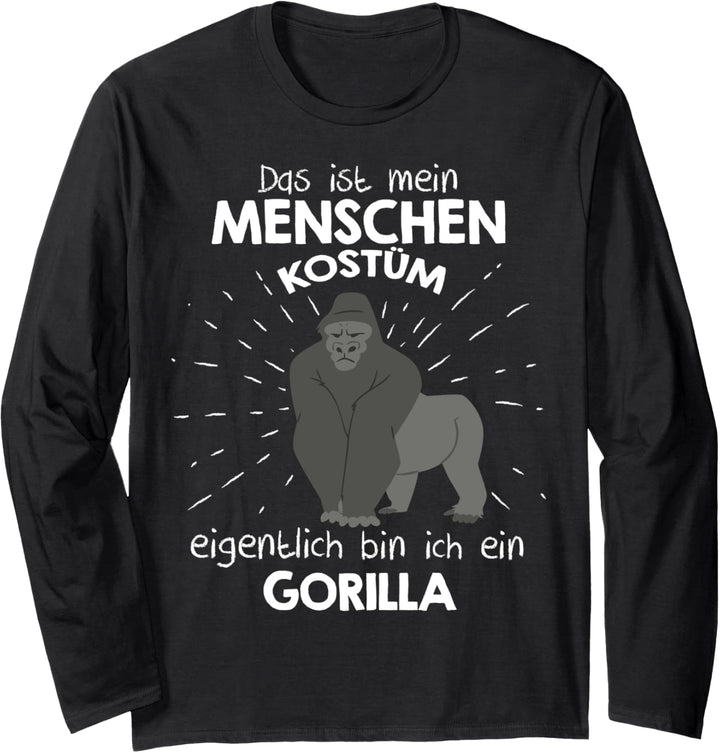 Mein Menschen Kostüm Bin ich ein Gorilla, Halloween Outfit Langarmshirt