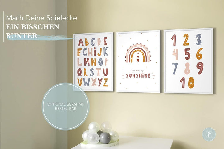 Papierschmiede® Kinderposter 3er Set Lernposter, B2 (50x70 cm) Wanddeko, Geschenk für Mädchen &amp; Jung