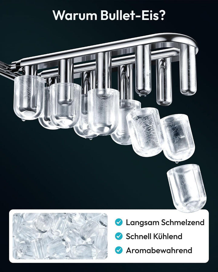 EUHOMY Eiswürfelmaschine, Eiswürfelmaschine Kleine, 9 Eiswürfel in 6 Minuten, Selbstreinigende Eiswü
