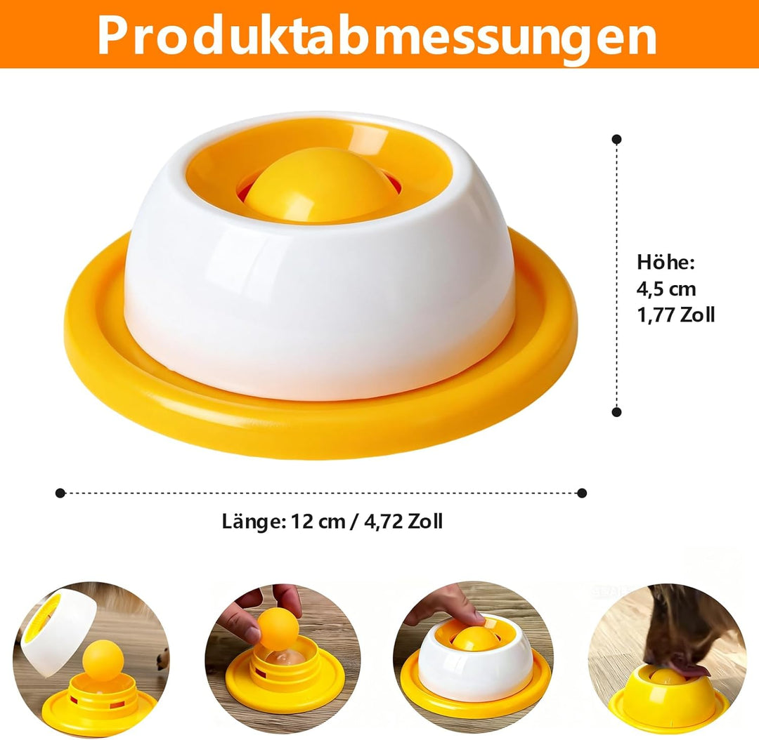 Hundelickspielzeug, Leckmatte, Lick Bowl, Schleckball mit integrierter Rollkugel und Antirutsch-Desi