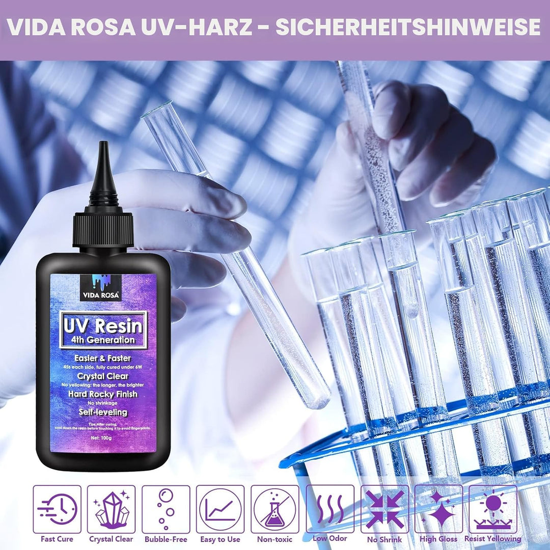 VidaRosa UV-Harz-Set mit Licht, super kristallklar, hartes Harz, Sonnenlichthärtung, Schnellstart-Se