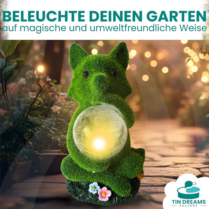 TIN DREAMS FACTORY Garten Solarlampen für Aussen, Gartenzwerg Figuren, Fuchs Gartendeko für Draussen