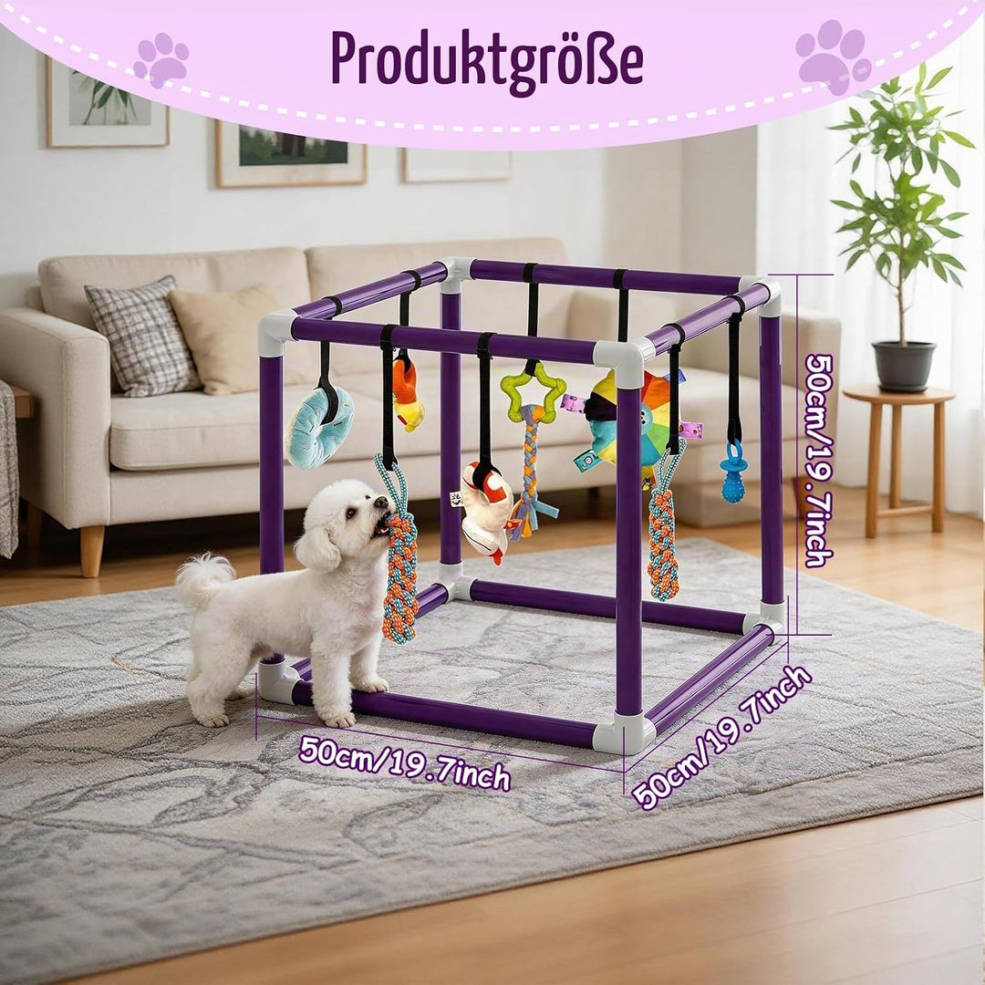 CISSIYOG Welpenspielstudio mit 8 Hängespielzeugen, Lila PVC-Rahmen Aktivitätszentrum für Kleine Hund