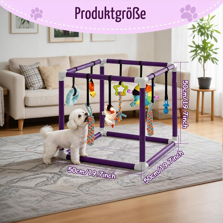 CISSIYOG Welpenspielstudio mit 8 Hängespielzeugen, Lila PVC-Rahmen Aktivitätszentrum für Kleine Hund