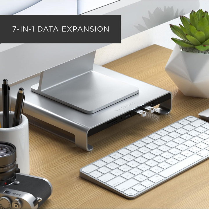 SATECHI Typ-C Aluminium Monitor Stand Hub, mit USB-C Datenport, Micro/SD-Kartensteckplätzen & 3,5mm