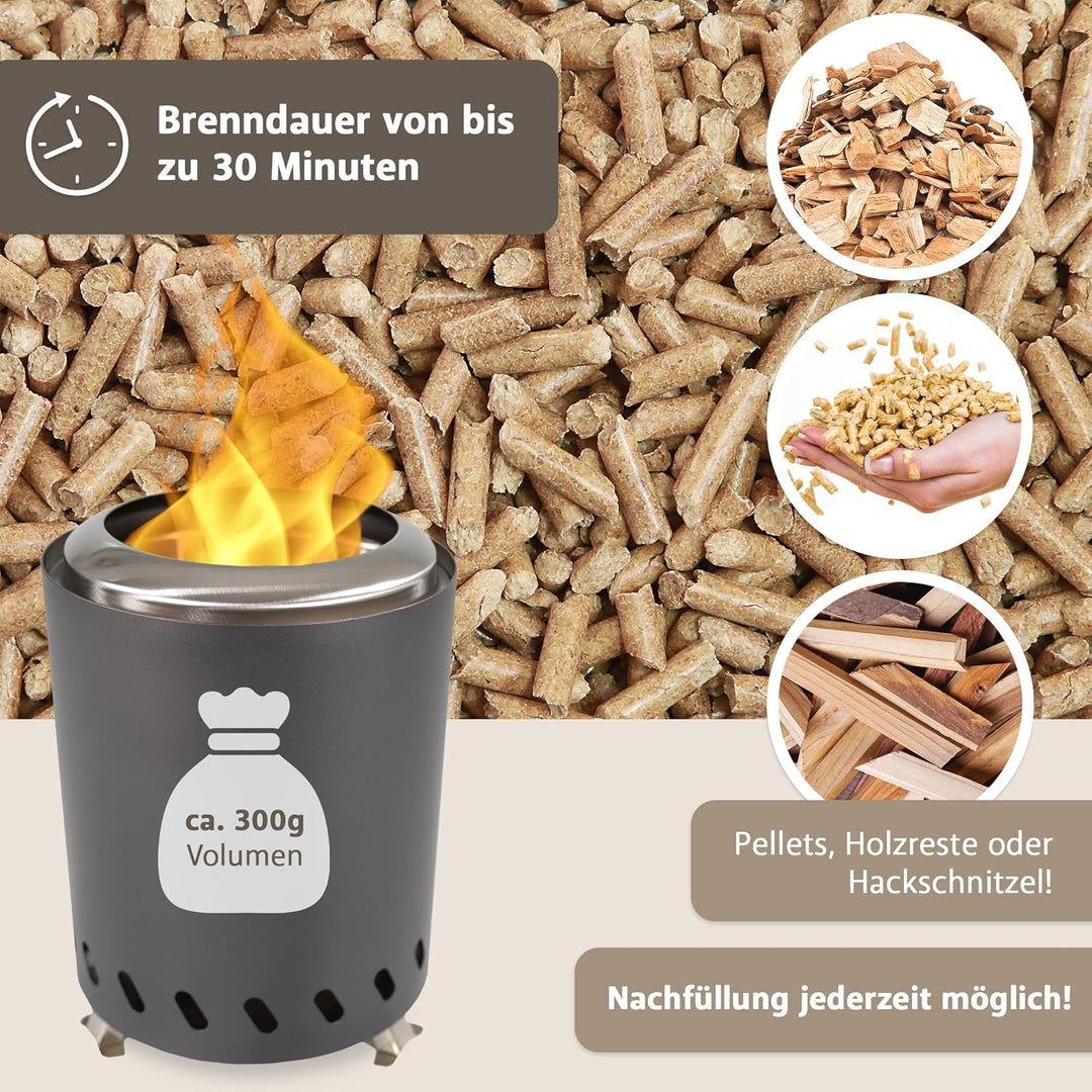 Tischkamin anthrazti rauchfrei, Tischfeuer Outdoor, Mini-Feuerstelle tragbar mit Tragetasche, rauchf
