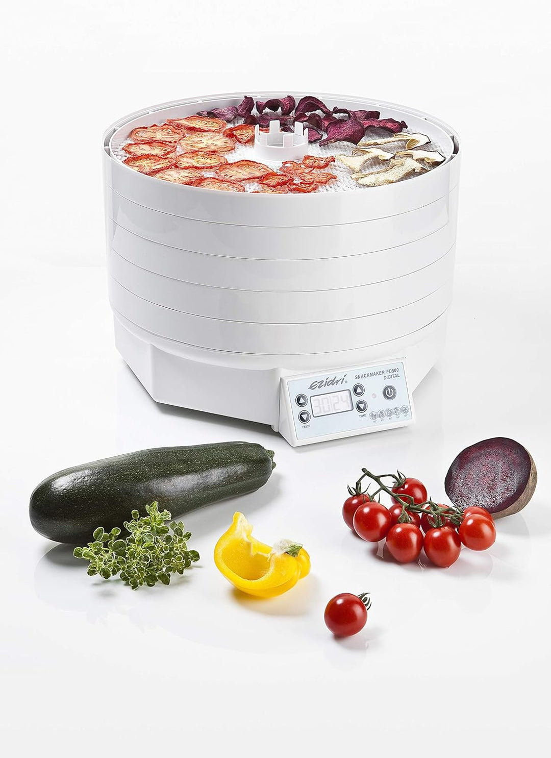 EZIDRI Snackmaker FD500 Digital - Dörrautomat mit grosser Kapazität (5 Siebe erweiterbar auf 15), gl